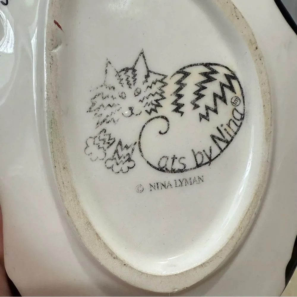 Cats by Nina Lyman Tuxedo Kitty Spoon Rest Trinket Dish
